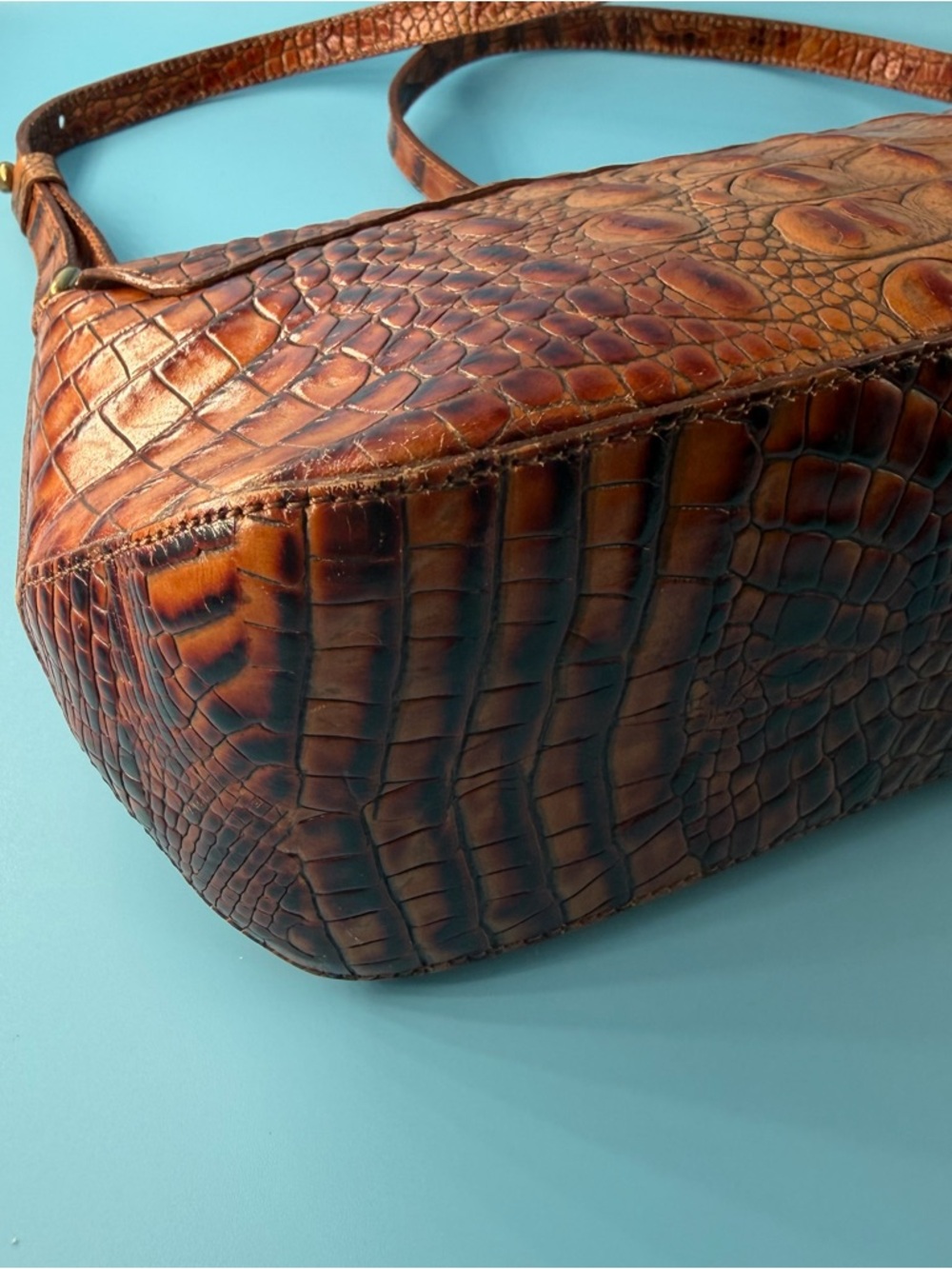 Brahmin Toasted Almond Collection Flap Crossbody Bag Leather Brown - Picture 4 of 8